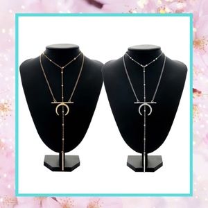 🍒MOON HORN CHAIN NECKLACE BOHO CHIC DANGLE LAYER